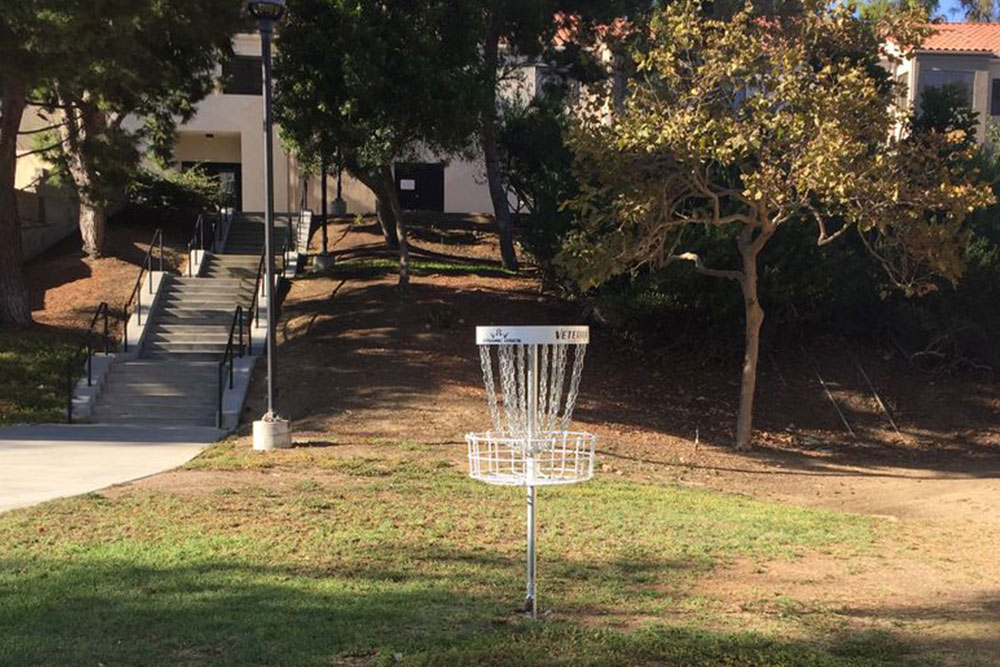 Disc golf basket by Chi Alpha