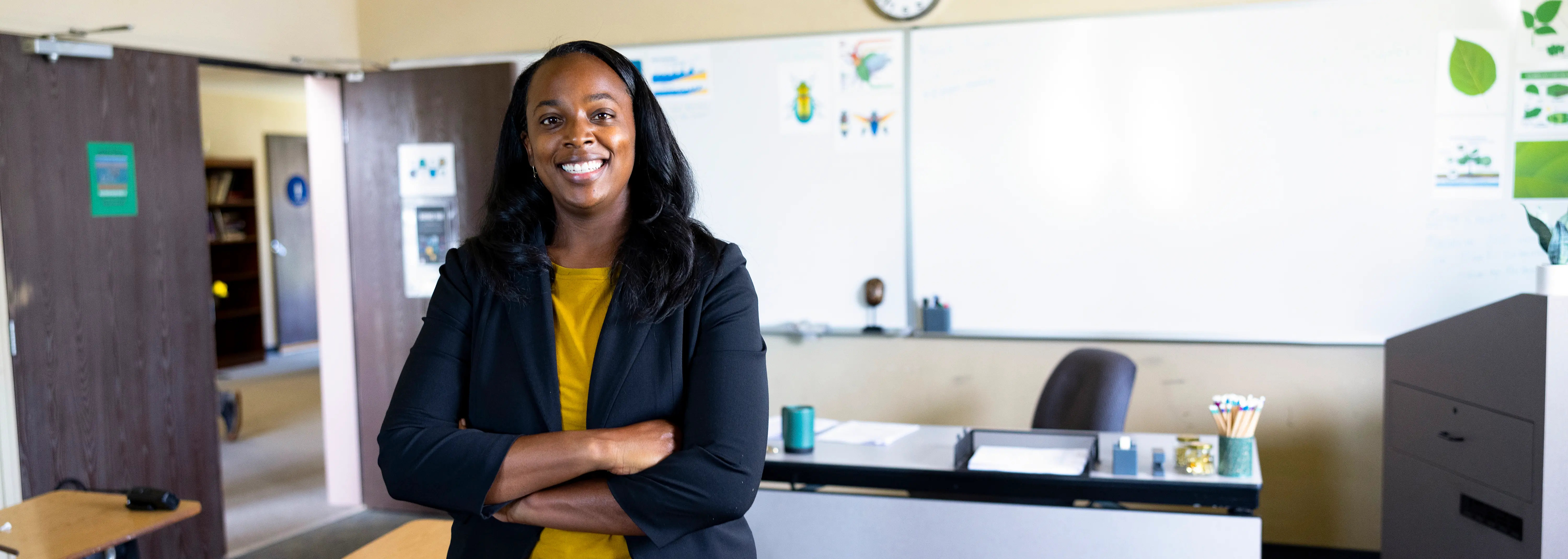 Teacher sitting in a classroom