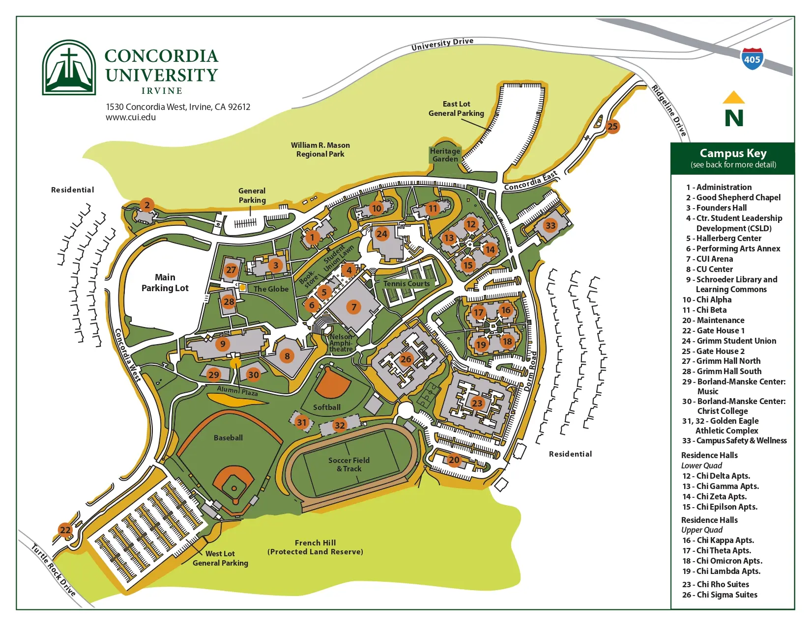 Map of Concordia University Irvine
