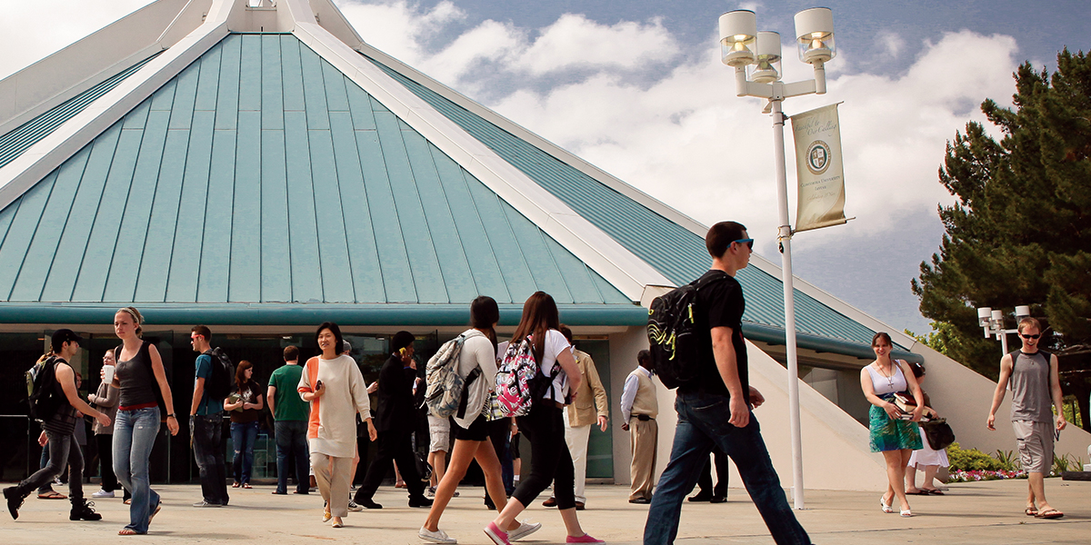 People walking outside CU Center