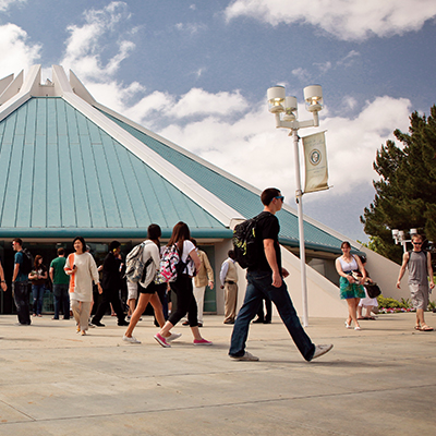 People walking outside CU Center