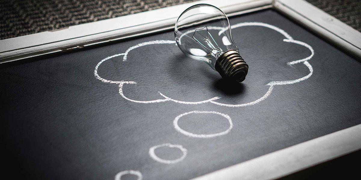 A thought bubble drawn on a picture frame.